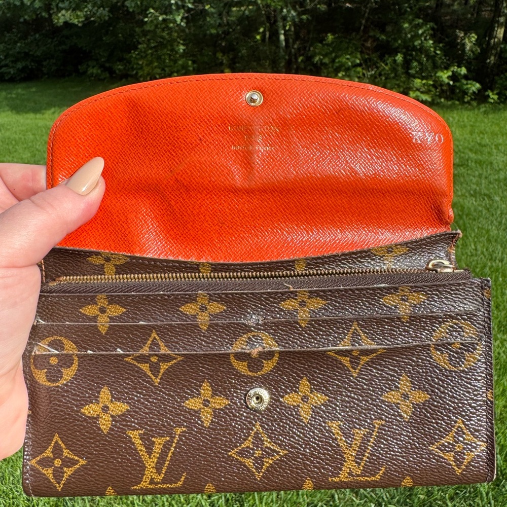 Louis Vuitton Brown Monogram Wallet with Orange Accents - Picture 10 of 13